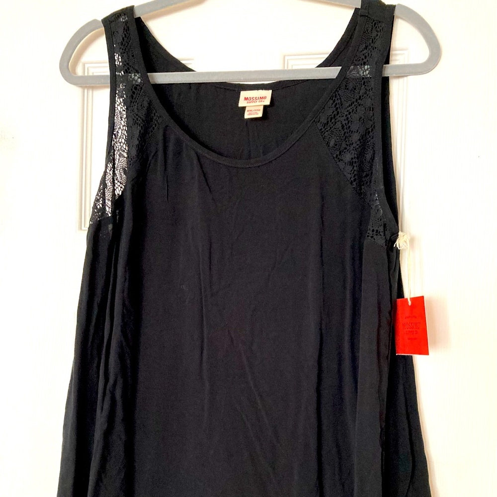Black sleeveless top with lace detail